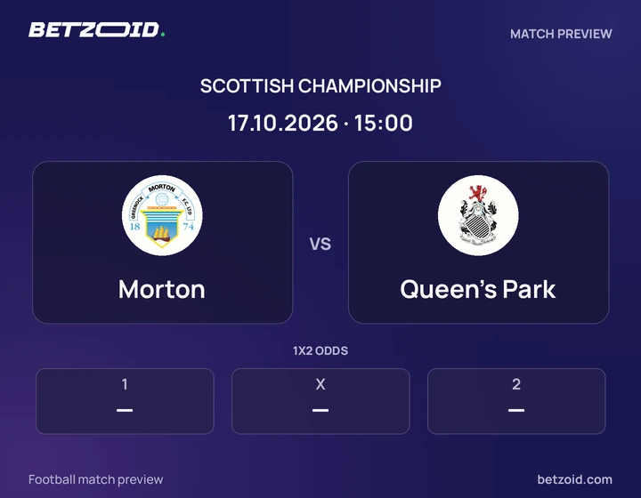 Morton - Queen's Park Morton vs Queen's Park: Scottish Championship match preview with team badges and kick-off details.