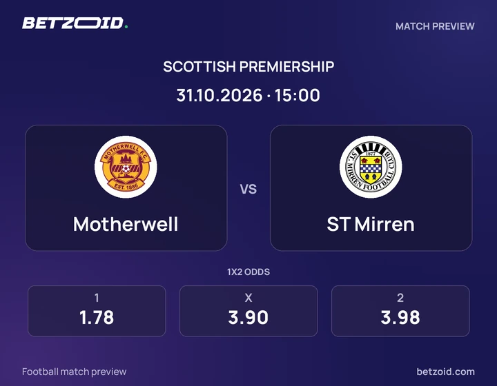 Motherwell - ST Mirren Motherwell vs ST Mirren: Scottish Premiership match preview with team badges and kick-off details.