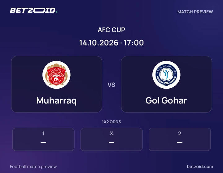 Muharraq - Gol Gohar Muharraq vs Gol Gohar: AFC Cup match preview with team badges and kick-off details.