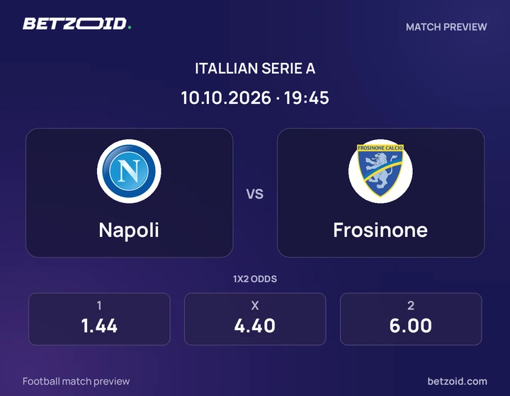 Napoli - Frosinone Napoli vs Frosinone: Itallian Serie A match preview with team badges and kick-off details.