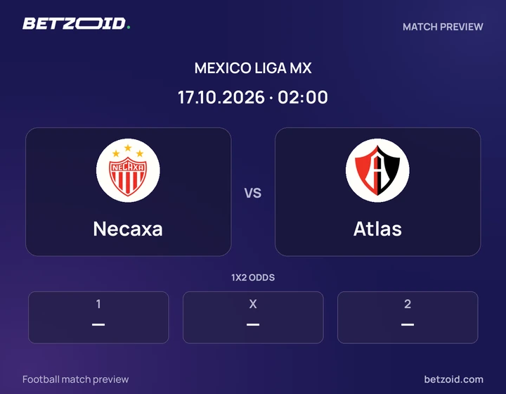 Necaxa - Atlas Necaxa vs Atlas: Mexico Liga MX match preview with team badges and kick-off details.