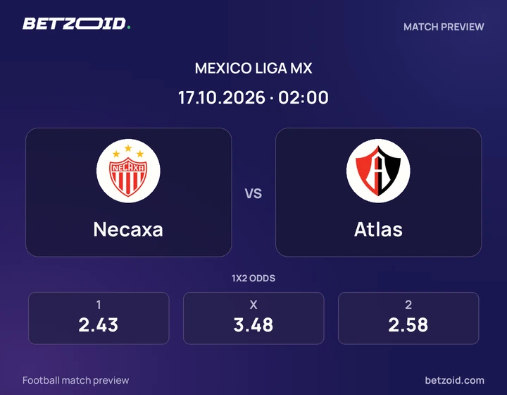 Necaxa vs. Atlas Necaxa vs. Atlas: previa del partido de Liga MX, con escudos y datos del encuentro.