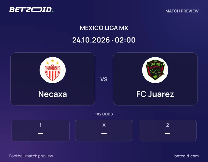 Necaxa vs FC Juarez: Mexico Liga MX match preview with team badges and kick-off details.