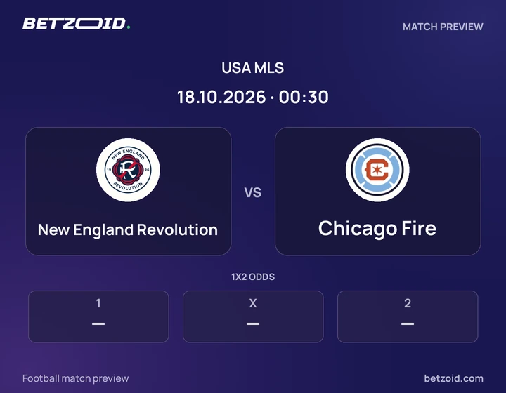 New England Revolution vs Chicago Fire: USA MLS match preview with team badges and kick-off details.