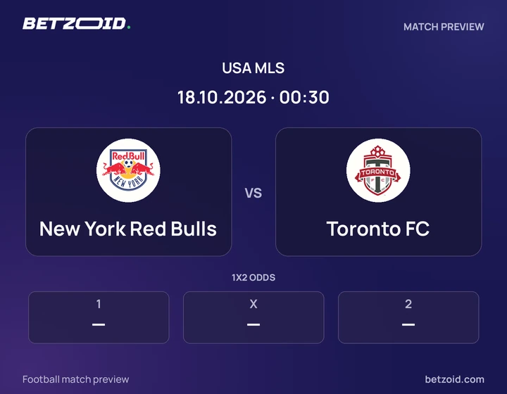 New York Red Bulls vs Toronto FC: USA MLS match preview with team badges and kick-off details.
