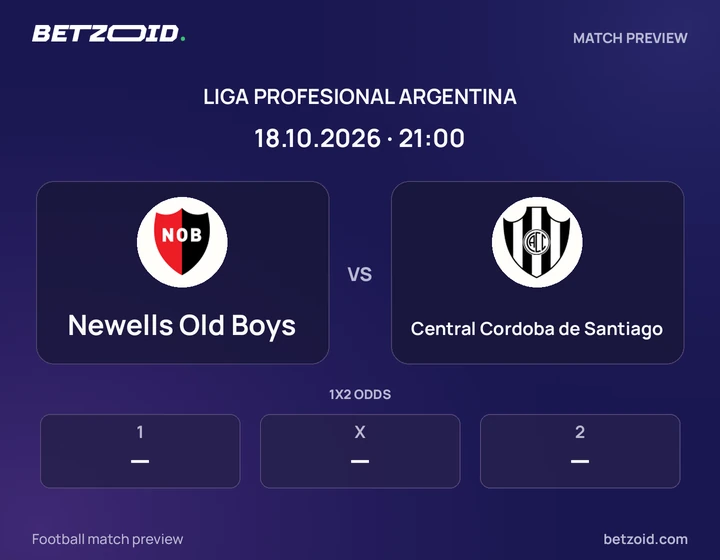 Newells Old Boys - Central Cordoba de Santiago Newells Old Boys vs Central Cordoba de Santiago: Liga Profesional Argentina match preview with team badges and kick-off details.