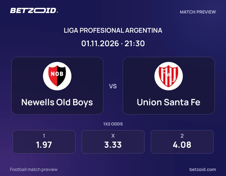 Newells Old Boys - Union Santa Fe Newells Old Boys vs Union Santa Fe: Liga Profesional Argentina match preview with team badges and kick-off details.