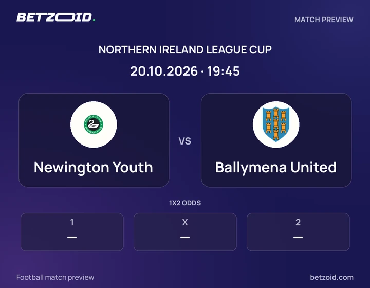 Newington Youth - Ballymena United Newington Youth vs Ballymena United: Northern Ireland League Cup match preview with team badges and kick-off details.