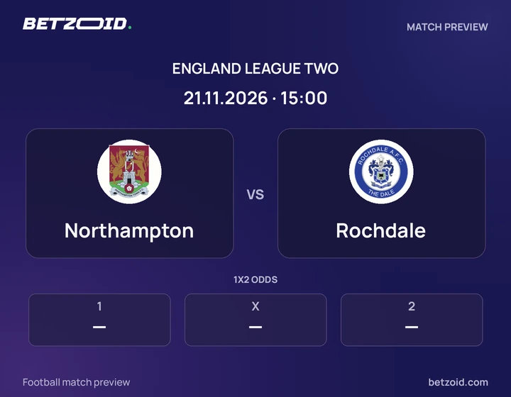 Northampton - Rochdale Northampton vs Rochdale: England League Two match preview with team badges and kick-off details.