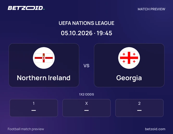 Northern Ireland vs Georgia: UEFA Nations League match preview with team badges and kick-off details.