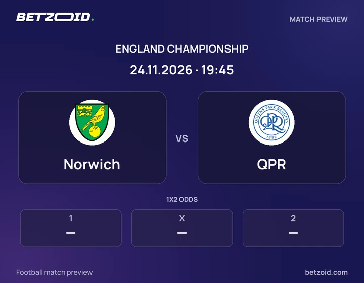 Norwich - QPR Norwich vs QPR: England Championship match preview with team badges and kick-off details.