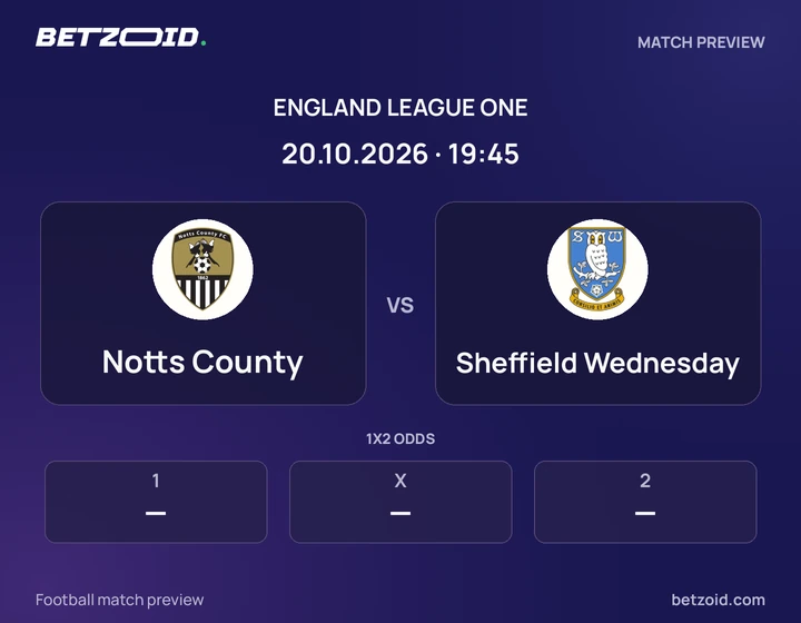 Notts County - Sheffield Wednesday Notts County vs Sheffield Wednesday: England League One match preview with team badges and kick-off details.