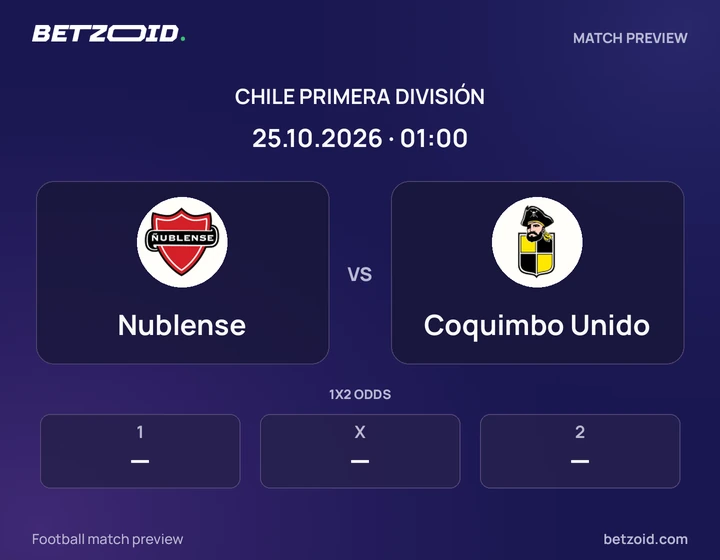 Nublense - Coquimbo Unido Nublense vs Coquimbo Unido: Chile Primera División match preview with team badges and kick-off details.