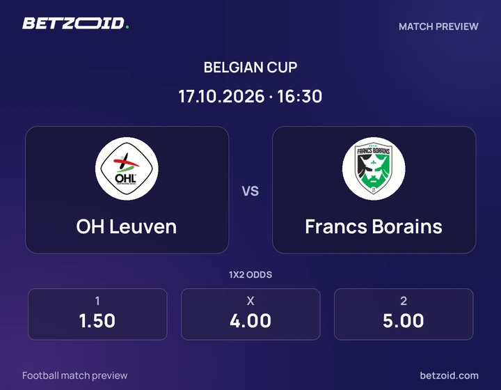 OH Leuven - Francs Borains OH Leuven vs Francs Borains: Belgian Cup match preview with team badges and kick-off details.