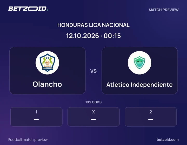 Olancho vs Atletico Independiente: Honduras Liga Nacional match preview with team badges and kick-off details.