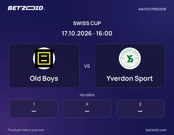 Old Boys vs Yverdon Sport: Swiss Cup match preview with team badges and kick-off details.