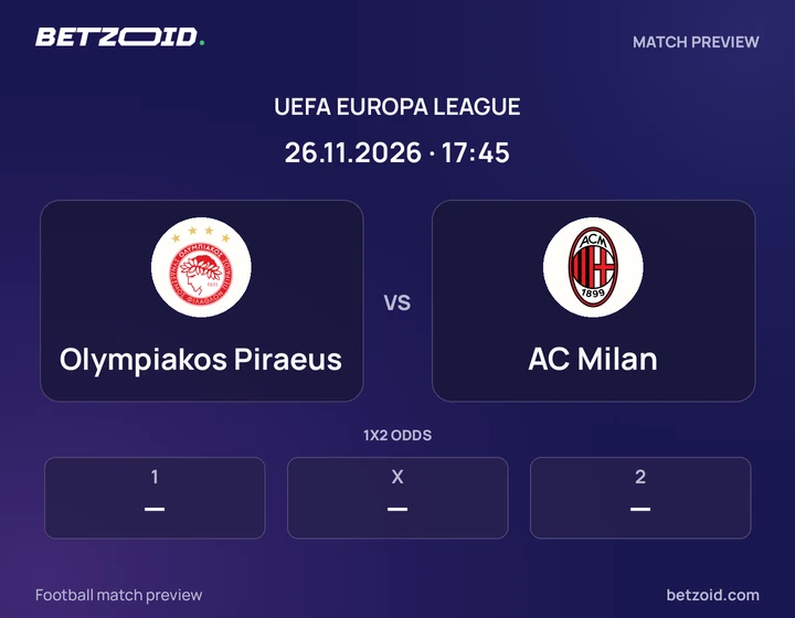 Olympiakos Piraeus - AC Milan Olympiakos Piraeus vs AC Milan: UEFA Europa League match preview with team badges and kick-off details.