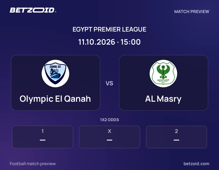 Olympic El Qanah - AL Masry Olympic El Qanah vs AL Masry: Egypt Premier League match preview with team badges and kick-off details.