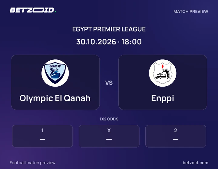 Olympic El Qanah vs Enppi: Egypt Premier League match preview with team badges and kick-off details.