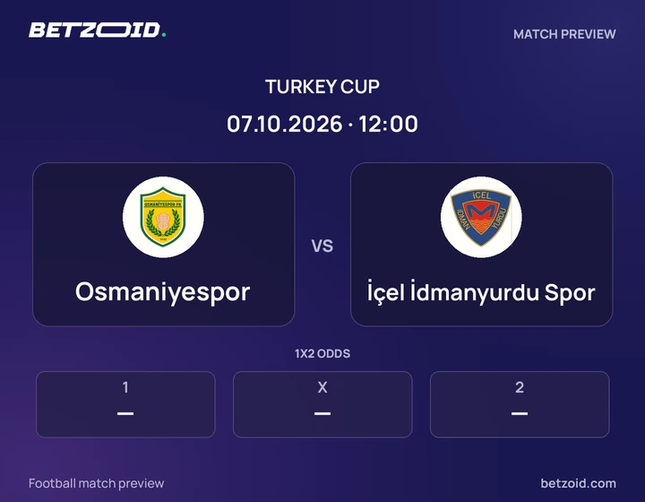 Osmaniyespor vs İçel İdmanyurdu Spor: Turkey Cup match preview with team badges and kick-off details.