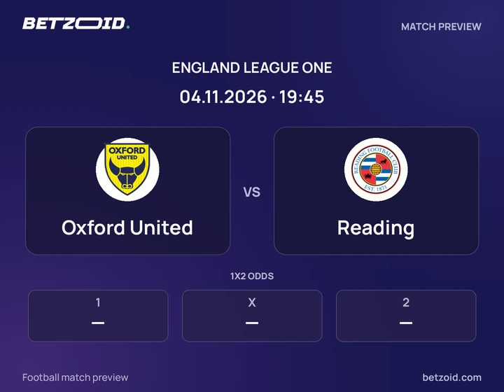 Oxford United - Reading Oxford United vs Reading: England League One match preview with team badges and kick-off details.