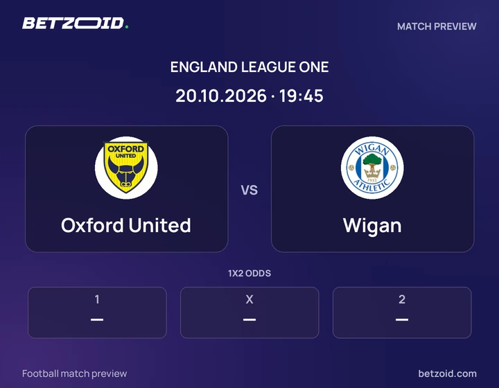 Oxford United - Wigan Oxford United vs Wigan: England League One match preview with team badges and kick-off details.