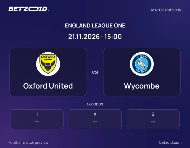 Oxford United vs Wycombe: England League One match preview with team badges and kick-off details.
