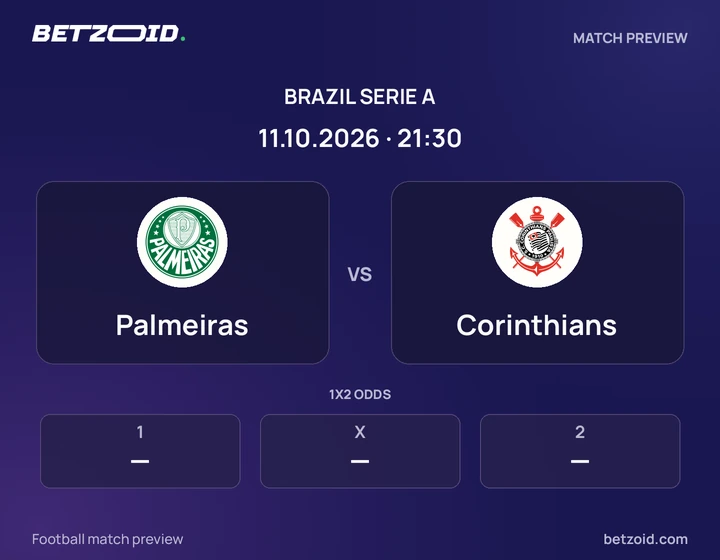 Palmeiras - Corinthians Palmeiras vs Corinthians: Brazil Serie A match preview with team badges and kick-off details.