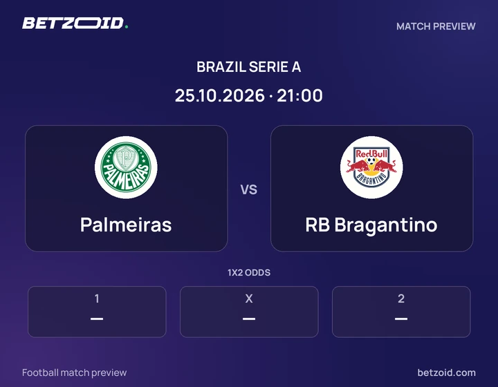 Palmeiras vs RB Bragantino: Brazil Serie A match preview with team badges and kick-off details.