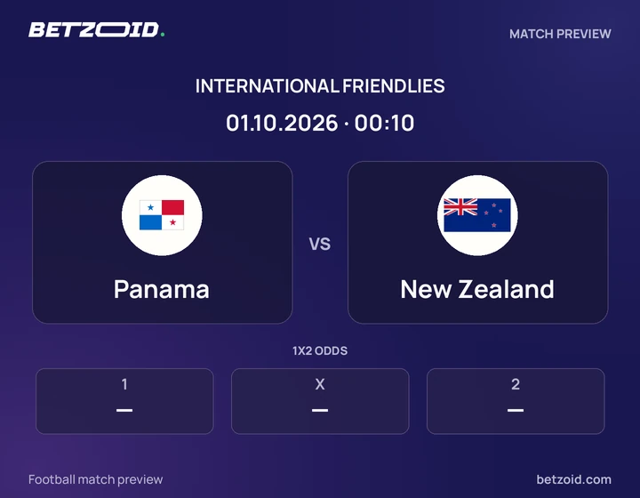 Panama vs New Zealand: International Friendlies match preview with team badges and kick-off details.