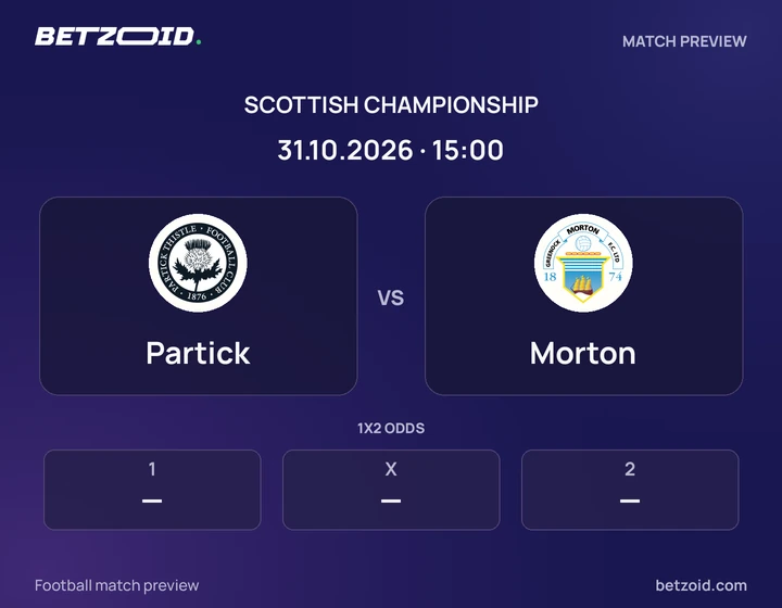 Partick vs Morton: Scottish Championship match preview with team badges and kick-off details.