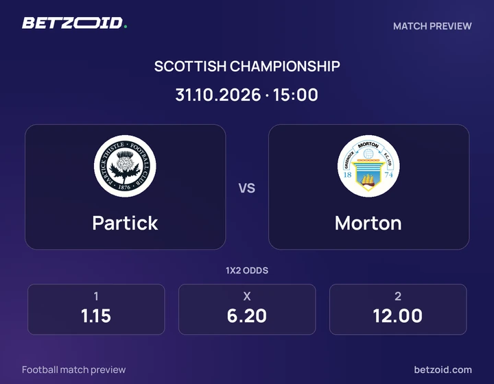 Partick - Morton Partick vs Morton: Scottish Championship match preview with team badges and kick-off details.