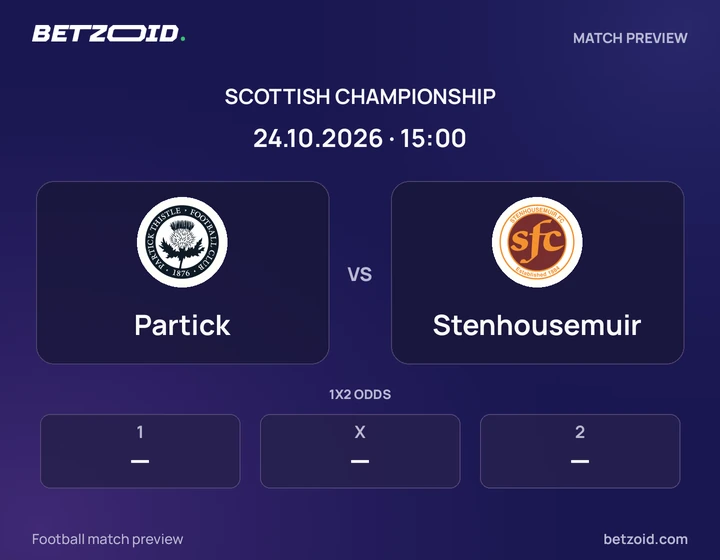 Partick - Stenhousemuir Partick vs Stenhousemuir: Scottish Championship match preview with team badges and kick-off details.
