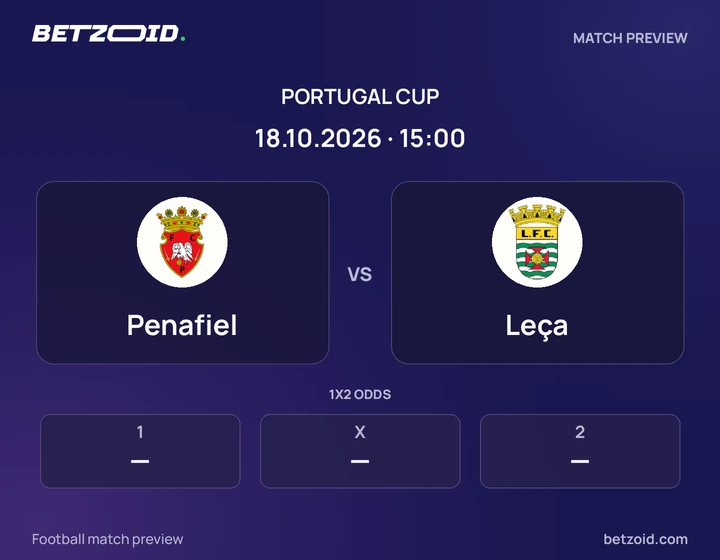 Penafiel vs Leça: Portugal Cup match preview with team badges and kick-off details.