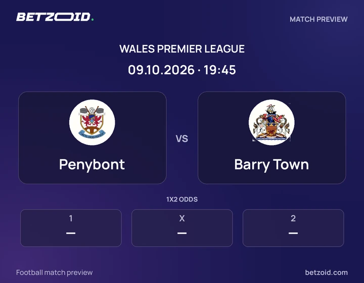 Penybont - Barry Town Penybont vs Barry Town: Wales Premier League match preview with team badges and kick-off details.