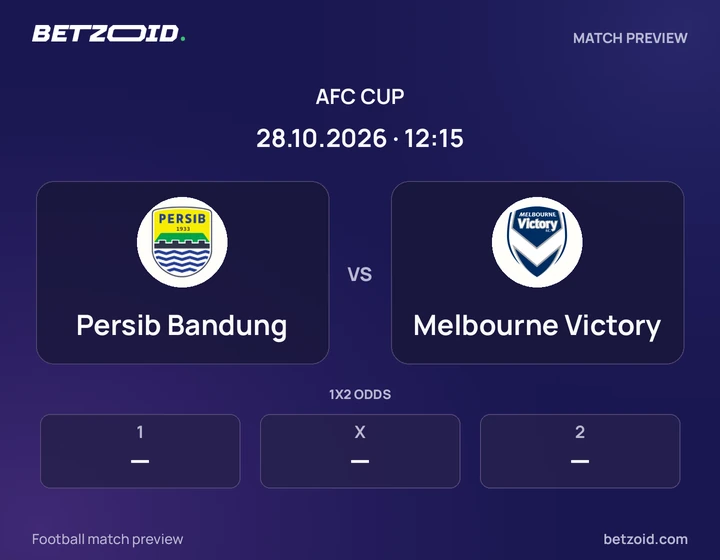 Persib Bandung vs Melbourne Victory: AFC Cup match preview with team badges and kick-off details.