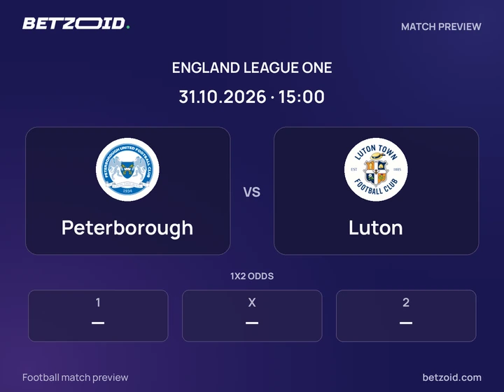 Peterborough - Luton Peterborough vs Luton: England League One match preview with team badges and kick-off details.