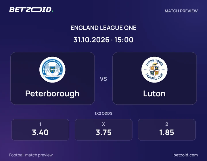 Peterborough - Luton Peterborough vs Luton: England League One match preview with team badges and kick-off details.