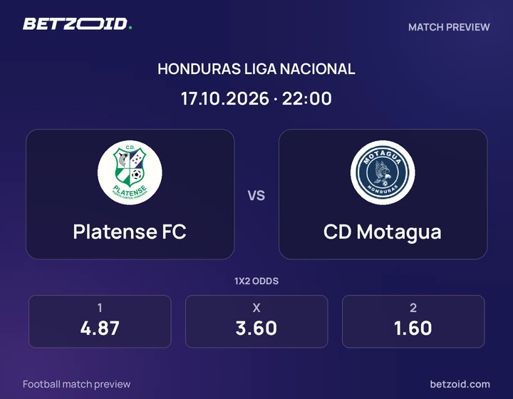 Platense FC vs CD Motagua: Honduras Liga Nacional match preview with team badges and kick-off details.