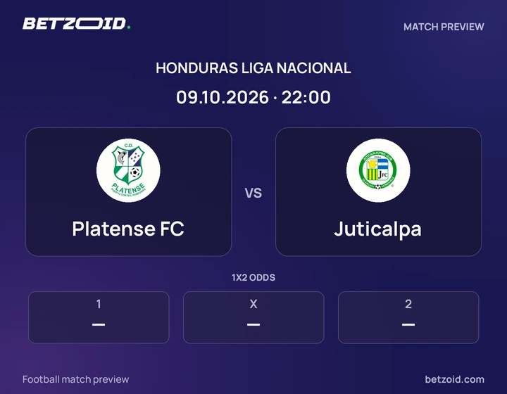 Platense FC vs Juticalpa: Honduras Liga Nacional match preview with team badges and kick-off details.