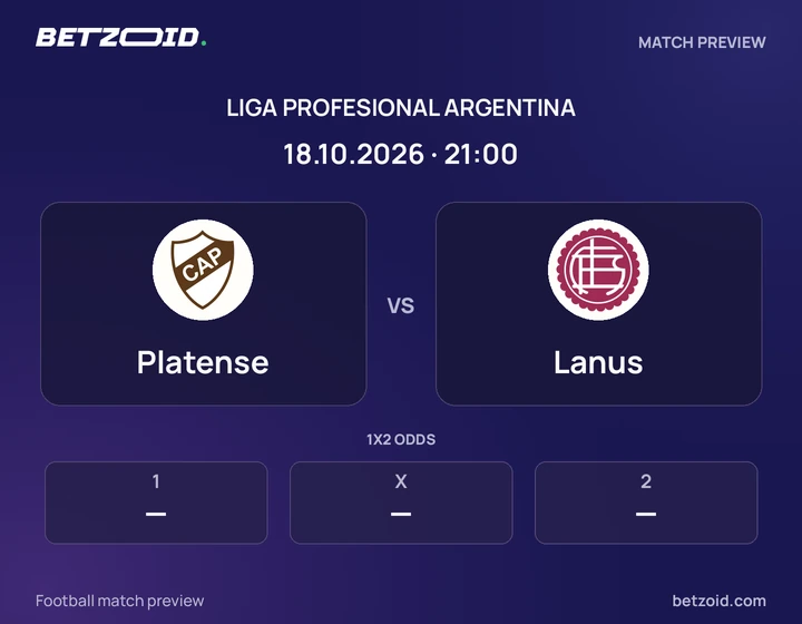 Platense vs Lanus: Liga Profesional Argentina match preview with team badges and kick-off details.