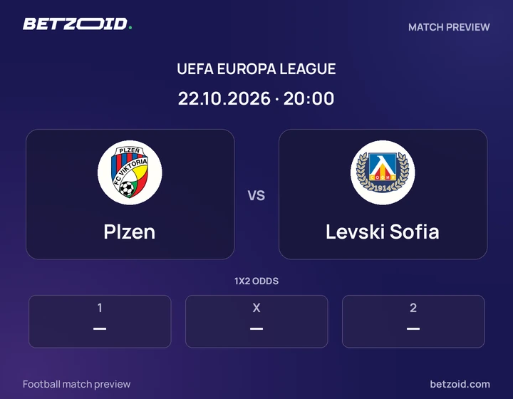 Plzen - Levski Sofia Plzen vs Levski Sofia: UEFA Europa League match preview with team badges and kick-off details.