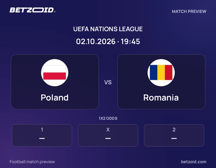 Poland - Romania Poland vs Romania: UEFA Nations League match preview with team badges and kick-off details.