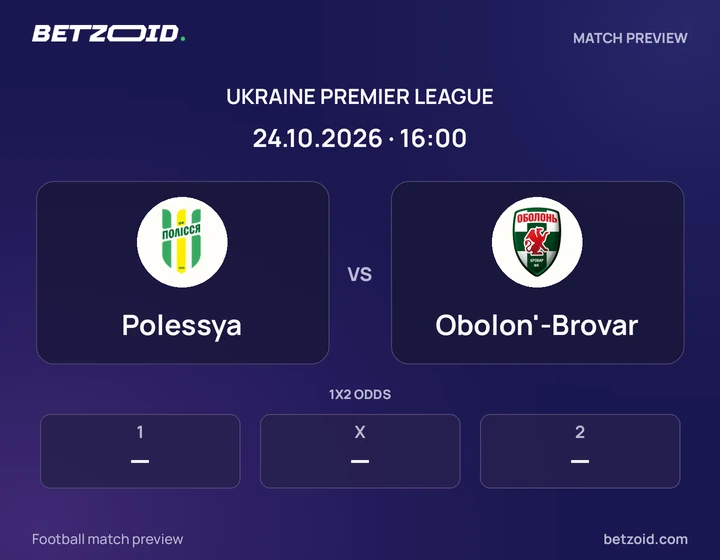 Polessya - Obolon'-Brovar Polessya vs Obolon'-Brovar: Ukraine Premier League match preview with team badges and kick-off details.