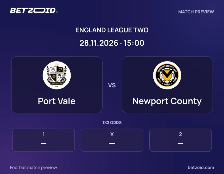 Port Vale - Newport County Port Vale vs Newport County: England League Two match preview with team badges and kick-off details.