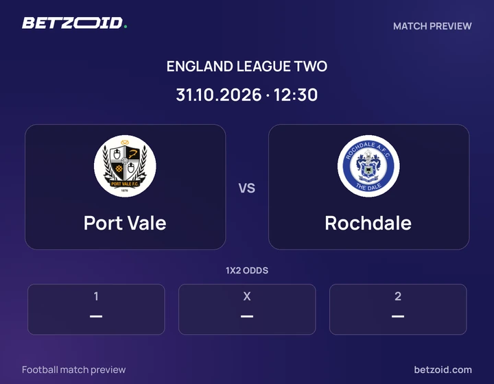 Port Vale - Rochdale Port Vale vs Rochdale: England League Two match preview with team badges and kick-off details.