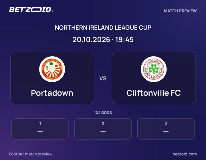 Portadown - Cliftonville FC Portadown vs Cliftonville FC: Northern Ireland League Cup match preview with team badges and kick-off details.