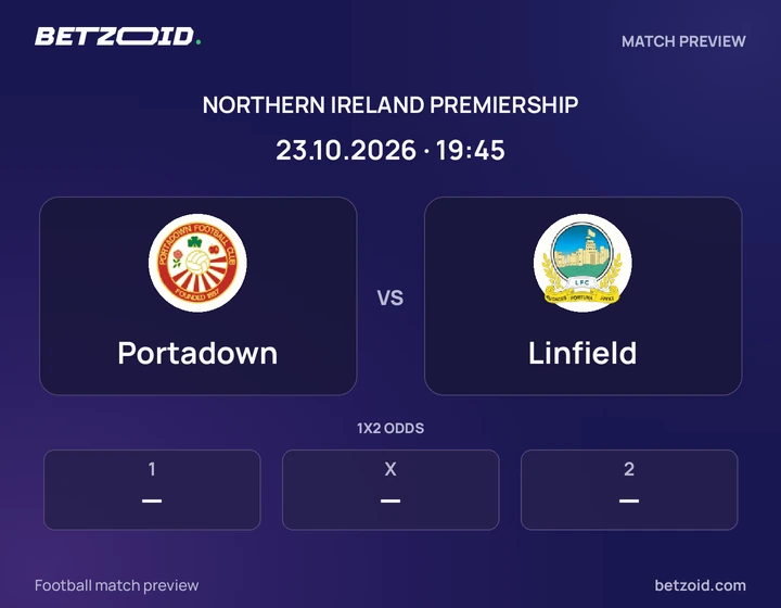 Portadown - Linfield Portadown vs Linfield: Northern Ireland Premiership match preview with team badges and kick-off details.