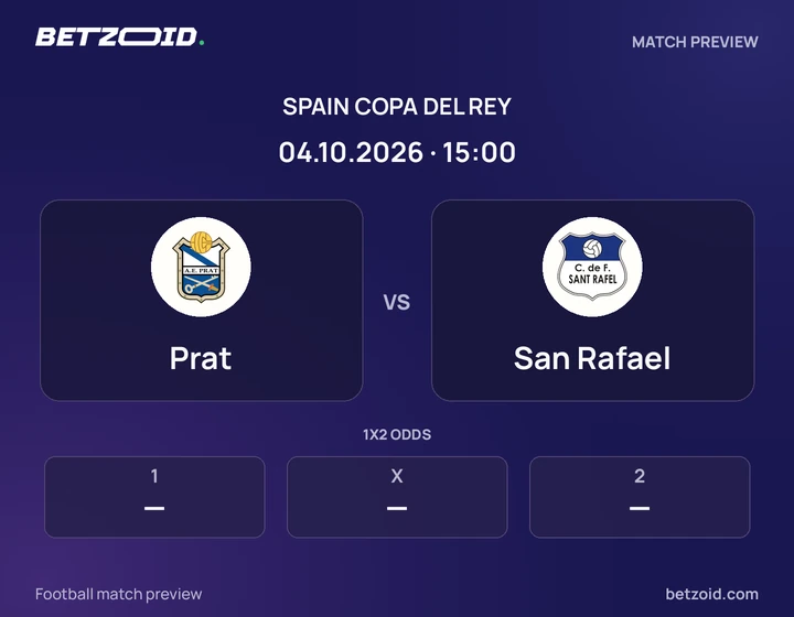 Prat vs San Rafael: Spain Copa del Rey match preview with team badges and kick-off details.