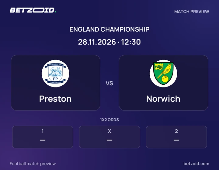 Preston - Norwich Preston vs Norwich: England Championship match preview with team badges and kick-off details.